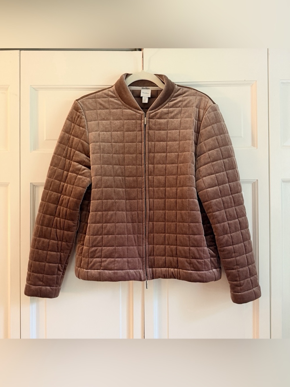 Max Mara Leisure Quilted Velvet Jacket Dusty Rose Mauve